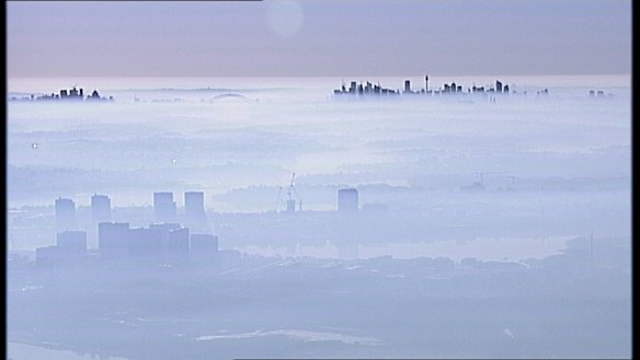 A layer of smoke covers western Sydney.