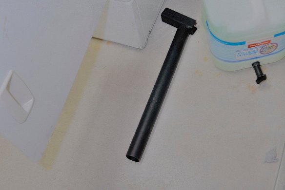 A police photograph of the murder weapon, the stem from an exercise bike seat, which Johnson later dumped in the prison laundry.