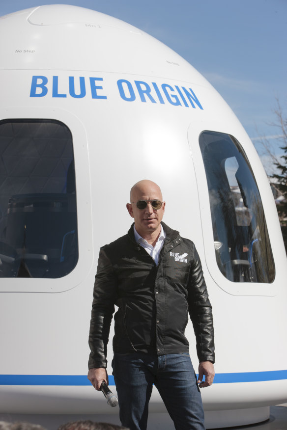 Amazon boss Jeff Bezos' space venture Blue Origin blasts off from his property in West Texas.