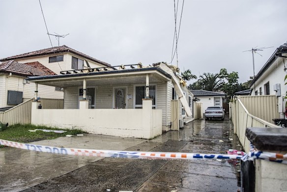 A house that has been evacuated during the storm in Chester Hill.