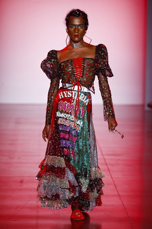 DI$COUNT UNIVER$E (fashion house), Cherry puff sleeve top with hysteria gaslight ruffle skirt, 2018, from the 2019 Spring collection, WOMEN.