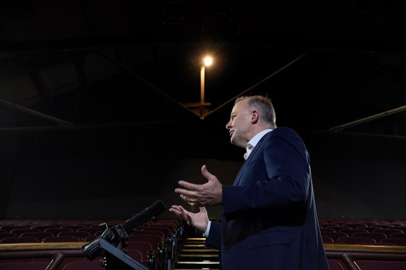 Anthony Albanese, at the Enmore Theatre in Sydney, says the government has to consider a transition system for the JobKeeper program.