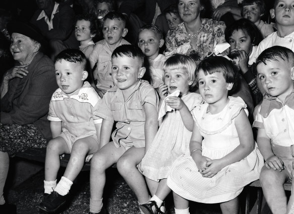 An audience of children at Wirths’ Circus, Prince Alfred Park,  April 20, 1955.