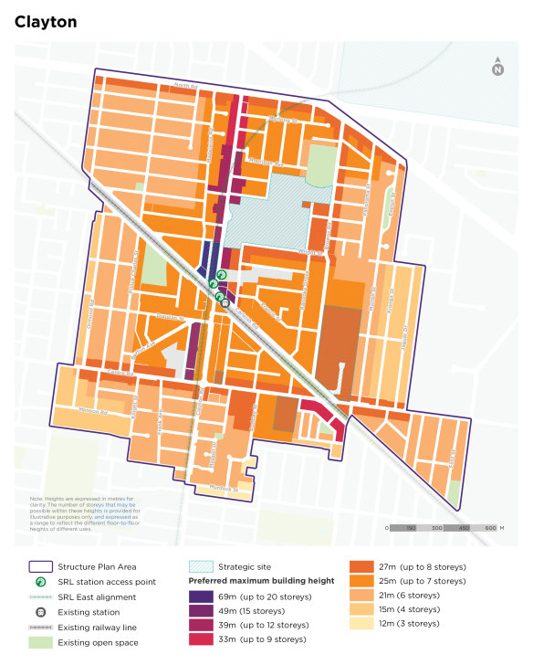 The draft structure plan map for Clayton.