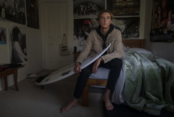 George Pittar is a junior surfing champion and intended to devote 2020 to studying and competing, then planned to fly to Bali for schoolies. Coronavirus has cancelled everything except the study. However he sees a silver lining in the upheaval that coronavirus has caused this year; next year won't send him broke. "I'm both bummed and all right about it".