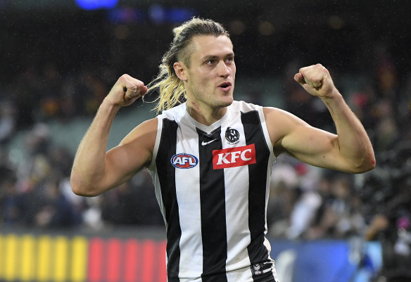 Comeback kings: Led by skipper Darcy Moore, the Magpies believe they can win from any position, as was the case against the Crows on Sunday.