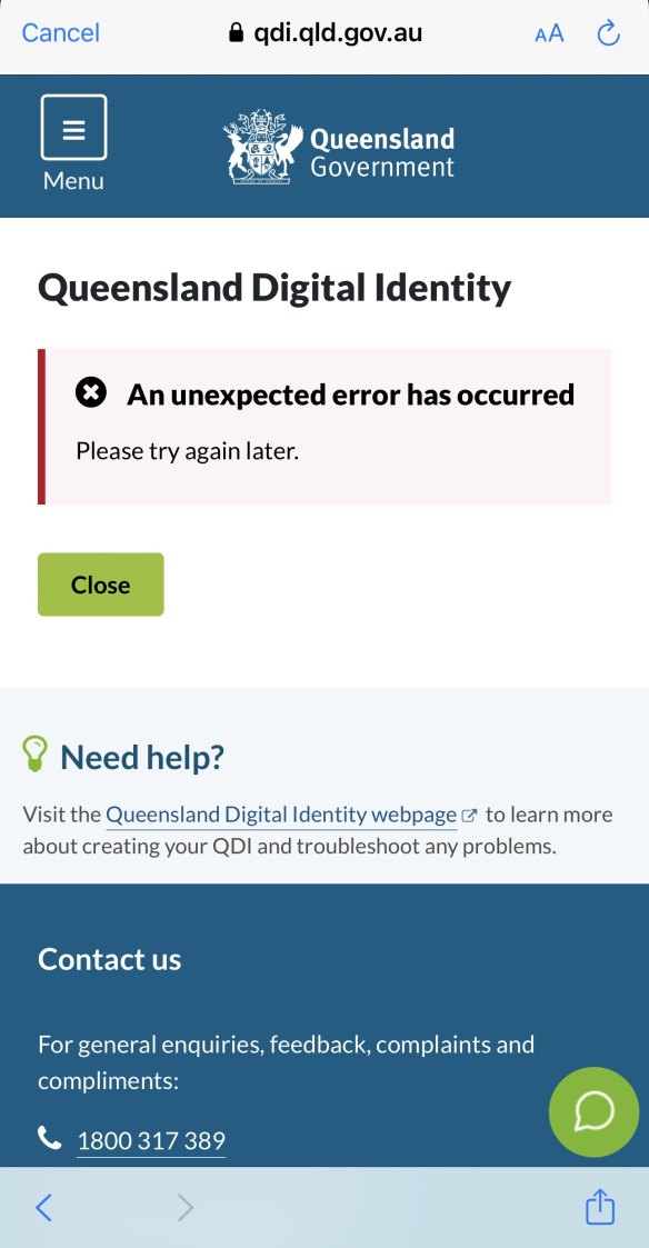 Users trying to create a Queensland digital licence have run into technical problems.