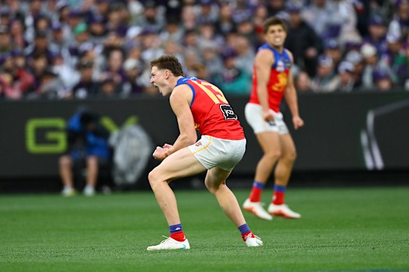 What a day: Logan Morris was a star up forward for the Lions on a day of drama.