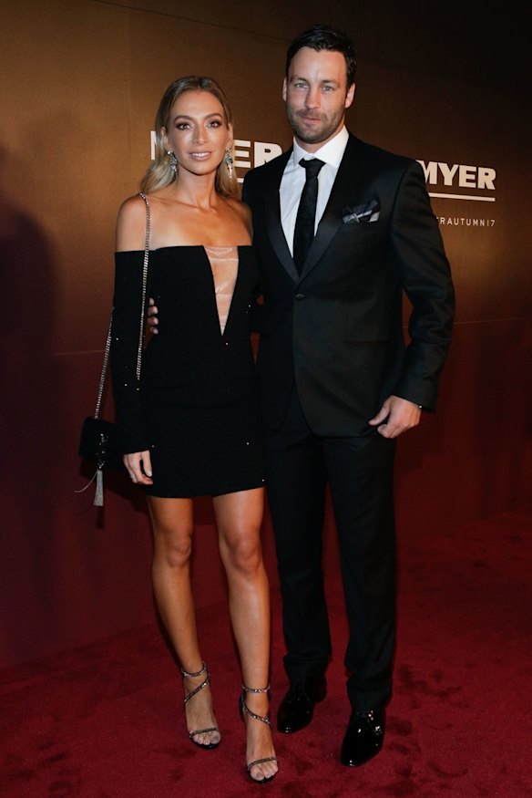Nadia and Jimmy Bartel at the Myer autumn 2017 launch held in the car park underneath the University of Melbourne.