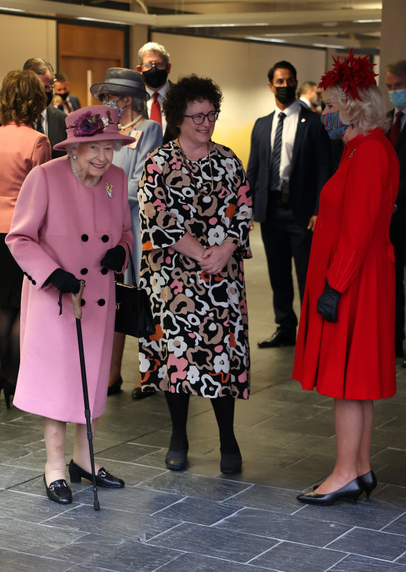 The Queen, Elin Jones and Camilla, the Duchess of Cornwall, moments before their conversation. 