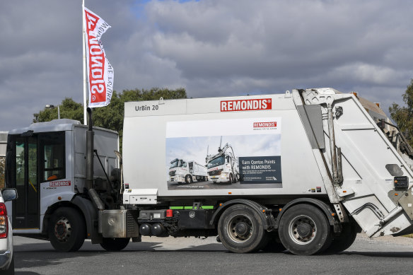 A Remondis truck leaves the Coolaroo plant.