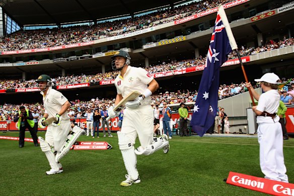 Phil Hughes and Shane Watson of Australia