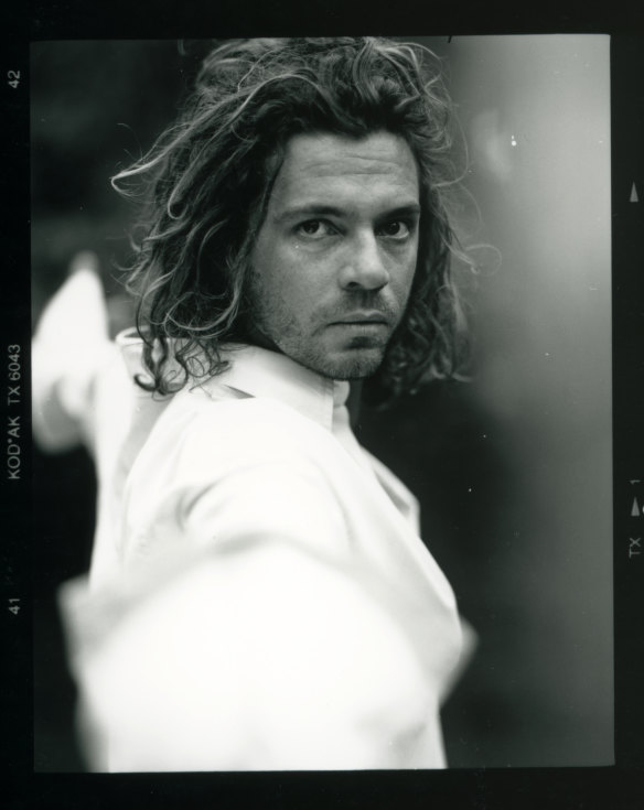 Michael Hutchence fencing, in a scene from Mystify.