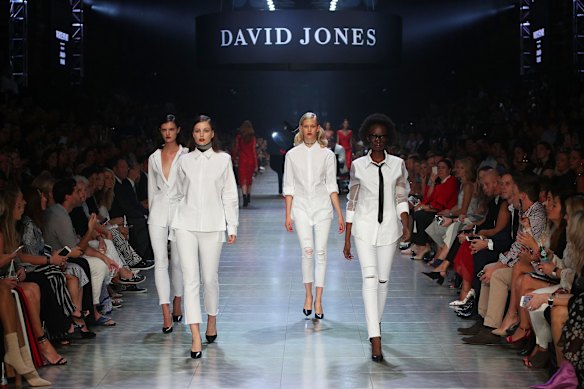 Models showcase White Story, a new shirting label at David Jones.