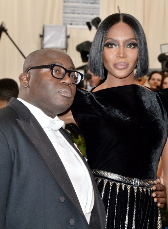 British Vogue editor Edward Enninful with Naomi Campbell.