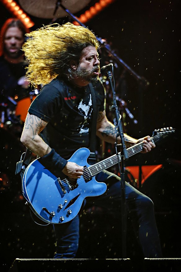 Dave Grohl of Foo Fighters performs onstage at GMHBA Stadium in Geelong during the US rock band's only Australian show.