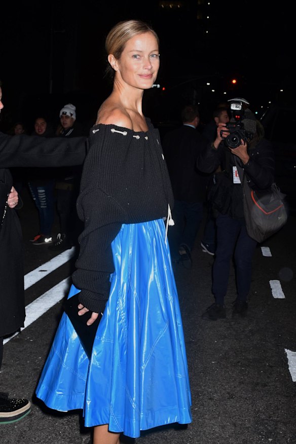 Caroline Murphy outside the Calvin Klein fashion show at the Fashion Week in New York.