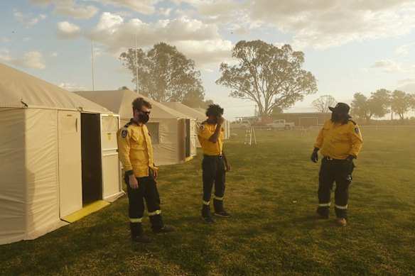 RFS set up a base camp for all the Police, NSW Health and emergency services coming to assist in the COVID outbreak in Wilcannia.