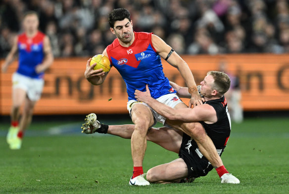 Time to break free: Christian Petracca will need to have a major impact against the Blues if the Demons are to avoid elimination.