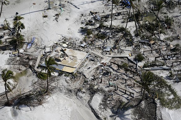 Area where homes once stood is seen in the aftermath of Hurricane Ian, Thursday, Sept. 29, 2022, in Fort Myers Beach, Fla. (AP Photo/Wilfredo Lee)