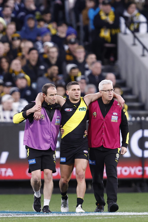 Dion Prestia needed to be helped from the ground.