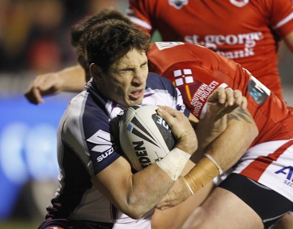 Storm Billy Slater is brought down.