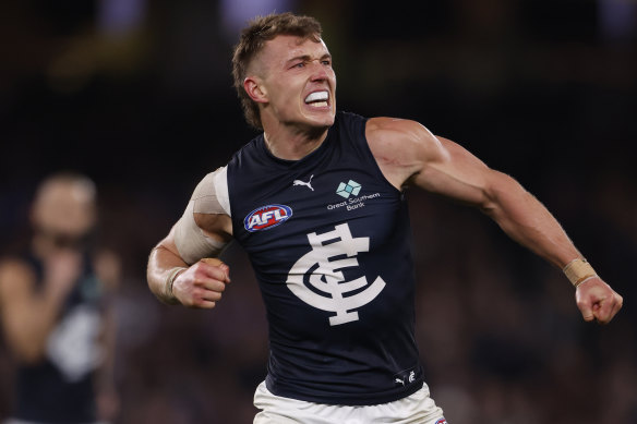 Desperate for success: Patrick Cripps and his fellow midfielders need to solve their issues at clearances.