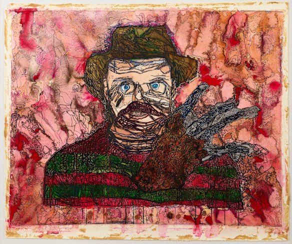 Mathew Calandra’s His face like my face – self-portrait as Robert Englund playing Freddy Krueger.