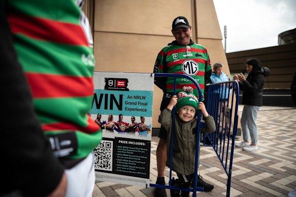 Souths supporters are all smiles early.