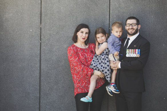 Renee and Gary Wilson, with daughter Abigayle and son Lachlan, at Sunday's Remembrance Day event. 
