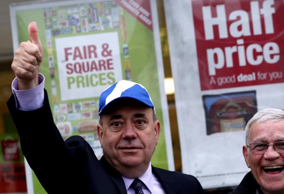 Thumbs up: Scotland's First Minister Alex Salmond in Newmachar.