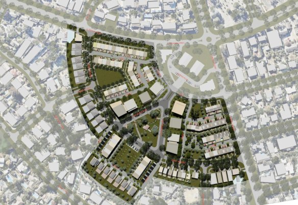 The concept masterplan for the former Red Hill public housing precinct. 