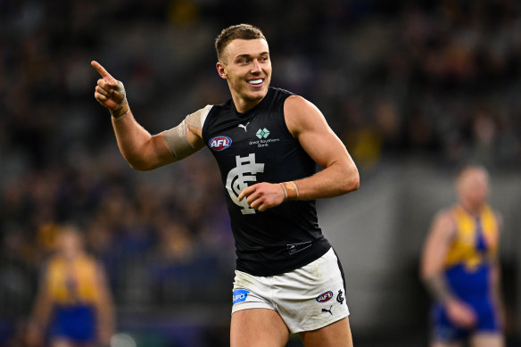 Back soon: Patrick Cripps is hopeful of returning against Collingwood next week.