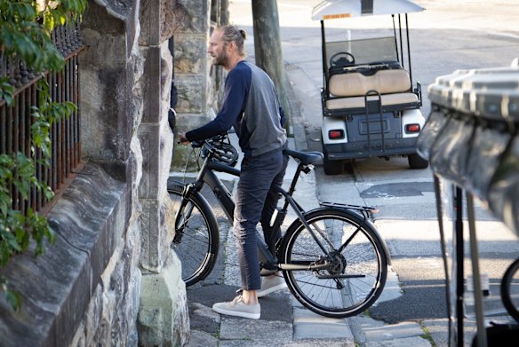Justin Hemmes arrives at an expensive Liberal Party fundraiser at his Vaucluse property.