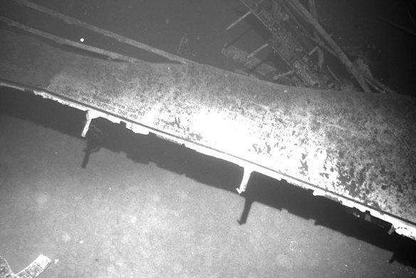 An underwater picture of the Air France flight 447 plane wing released by the Investigation and Analysis Bureau (BEA) after a news conference at the BEA headquarters in Le Bourget, northern Paris.