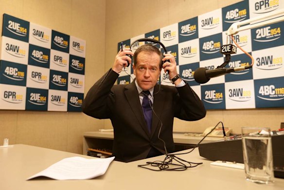Labor MP Bill Shorten during a radio interview in the press gallery at Parliament House in Canberra on Thursday 27 June 2013.