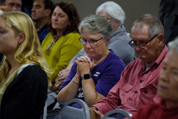 Members of the public gather to listen and ask questions of the Upper Hunter by-election during the NSW Farmers meet the candidates public forum at the Scone RSL.