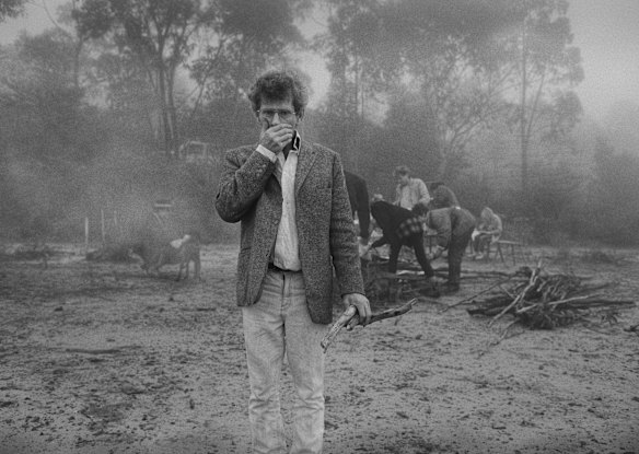 Robert Adamson at the Harmonic Field Convergence, Mt White, 1989.
