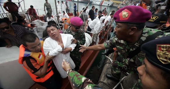 Immigrant survivor at Merak port.