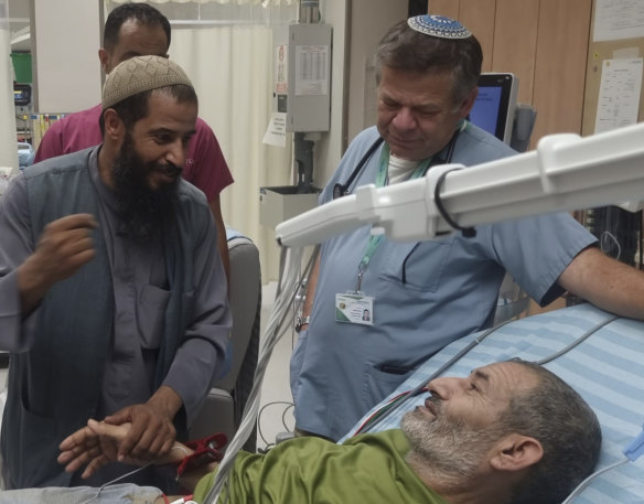 Qaid Farhan Alkadi, 52, who was held hostage by Hamas militants in Gaza lies on a bed of the ‏Soroka Medical Centre in Beersheba, Israel.