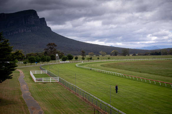 Stark sight: The Dunkeld racecourse with the Grampians backdrop.