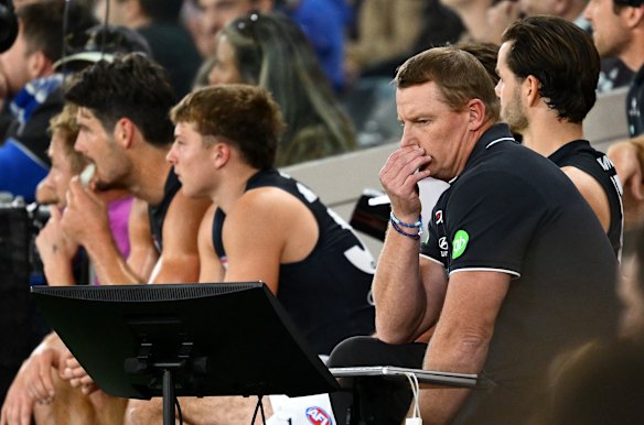 Plenty to think about: Carlton coach Michael Voss says the Blues will get back to work this after another woeful fade-out, this time against North Melbourne.