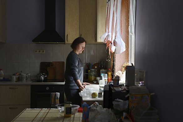 Natalia Kulakivska at her home in Bucha, where she waits for news of her missing husband Yevhen Kulakivskiy. 