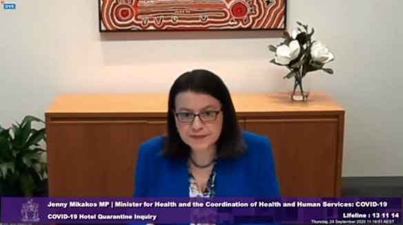 The state government lost two public servants and a minister, Health Minister Jenny Mikakos, at the hotel quarantine inquiry into failures in the early stages of the pandemic. Mikakos gave evidence in September 2020.