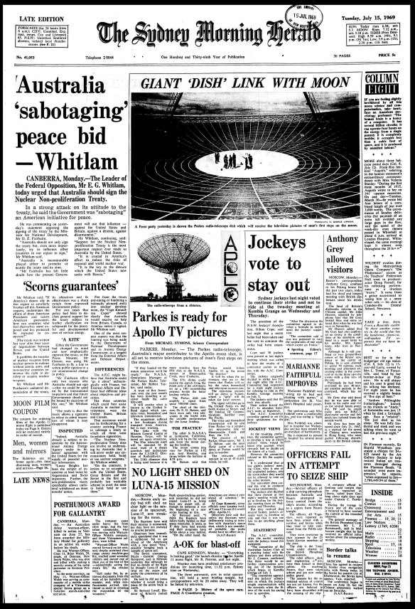 Herald front page from July 15, 1969.