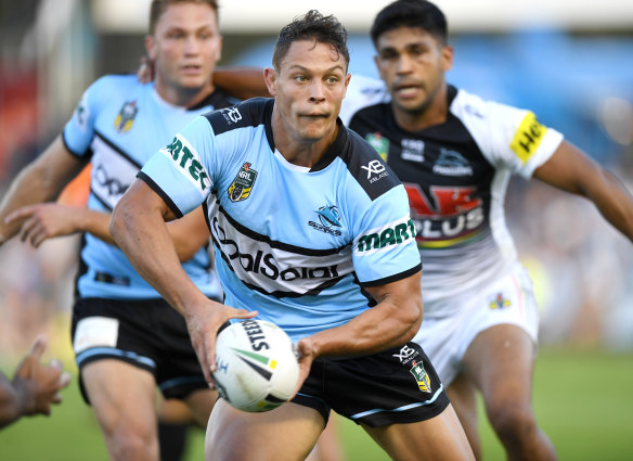 Second coming: Sorensen scored a try against the Panthers on the weekend, in his second stint at Cronulla.