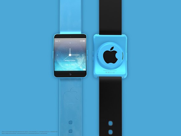 Front and back of a possible iWatch design.