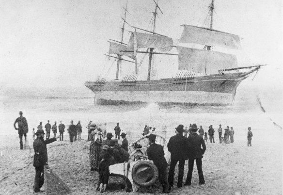 The wreck of the Susan Gilmore near Newcastle, July 1884.