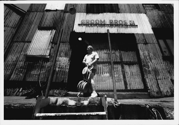 Mr Don Groom at his boat yard in Berry's Bay which is about to close and be redeveloped as apartments. January 2, 1993. 