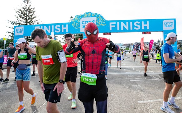Runners at the finish line.